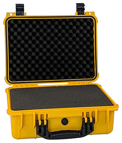 Weatherproof Equipment Case, made of Polypropylene Plastic, Black with Foam Insert (16.5" X 13" X 7" (L x W x H) YELLOW) - size: 16.5" X 13" X 7" (L x W x H) (YELLOW)