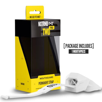 Nxtrnd Two Pro Football Mouth Guard, Permanent Strap, Fits Adult & Youth (White) - color: White Pro