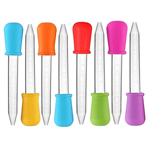 5ml Liquid Droppers Medicine Silicone and Plastic Pipettes Eye Dropper with Bulb Tip for Kids Candy Molds (8 Pack）