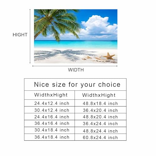 Summer Beach Aquarium Background 24x48 Inch Self-Adhesive Fish Tank Decorations, Tropical Coastal Palm Tree Starfish Conch Decorative Fish Tank Background Polyester Aquarium Decor Poster - size: 24x48in