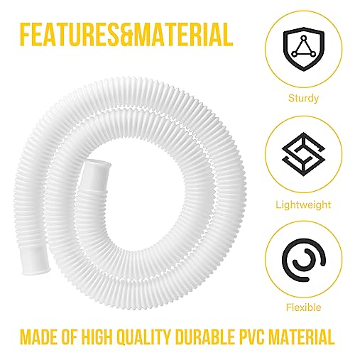 Pool Hoses for Above Ground Pool, 2 PACK 1.25 Inch Pool Filter Hose Accessory Bump Replacement Hose 59 Inch Long with 2 Holders and 4 Clamps