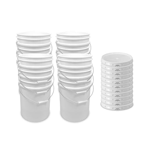 5 Gallon Bucket - Food Grade Bucket with Airtight Gasketed Tear Strip Lid, BPA-Free, Heavy-Duty 90 Mil HDPE Plastic Pail, Bulk Storage, Durable Container, Made in USA - White, 12 Packs - color: White, size: 12 Packs