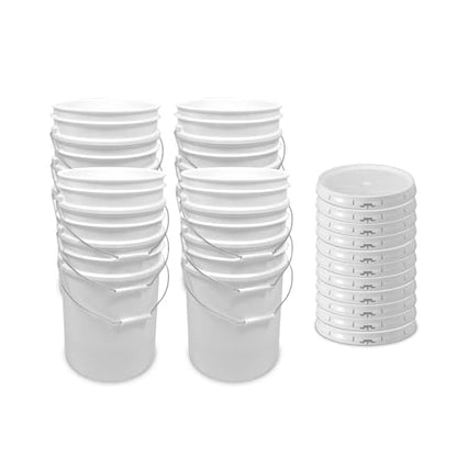 5 Gallon Bucket - Food Grade Bucket with Airtight Gasketed Tear Strip Lid, BPA-Free, Heavy-Duty 90 Mil HDPE Plastic Pail, Bulk Storage, Durable Container, Made in USA - White, 12 Packs - color: White, size: 12 Packs