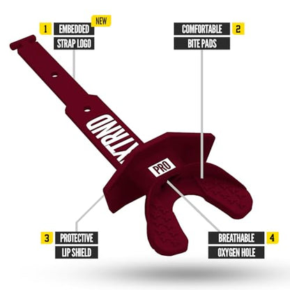Nxtrnd Two Pro Football Mouth Guard, Permanent Strap, Fits Adult & Youth (Maroon) - color: Maroon Pro