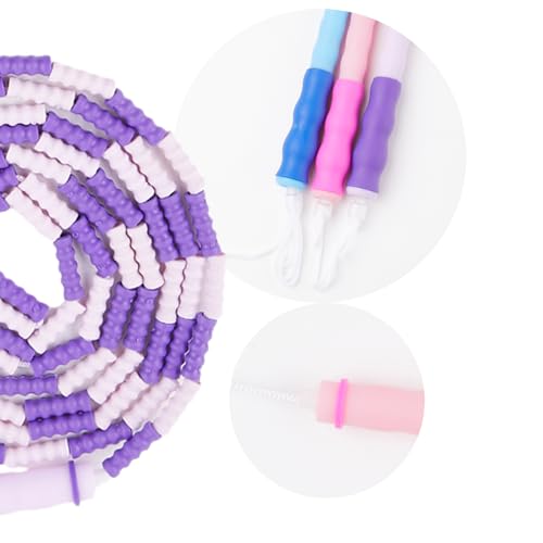 Beaded Bamboo-Segment Jump Rope - Durable PVC Skipping Rope with Anti-Slip Handle, Tangle-Free Design & Adjustable Length for Beginners