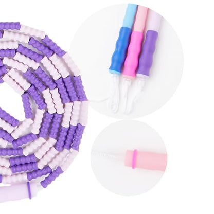Beaded Bamboo-Segment Jump Rope - Durable PVC Skipping Rope with Anti-Slip Handle, Tangle-Free Design & Adjustable Length for Beginners