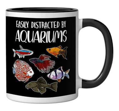 Aquarist Fish Tank & Fish Keeping Gift - Aquarium Lover Ceramic Mug, Black/White - color: Black/White