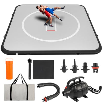 FAHKNS Inflatable Wrestling Mat for Home, 10x10FT 4" Thick Jiu Jitsu Mats
