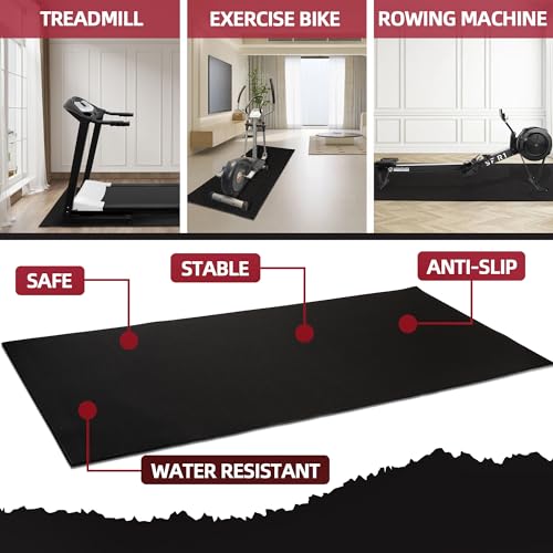 Fitvids High Density 1/4-Inch Thick Gym Equipment Mat, Non-Slip Floor Protection for Heavy Exercise, Treadmill and Bike Mat in Multiple Sizes - size: 96"L x 48"W x 0.3"Th