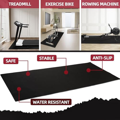 Fitvids High Density 1/4-Inch Thick Gym Equipment Mat, Non-Slip Floor Protection for Heavy Exercise, Treadmill and Bike Mat in Multiple Sizes - size: 96"L x 48"W x 0.3"Th