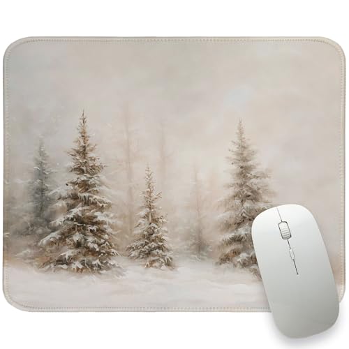 Vintage Christmas Mouse Pads, Winter Forest Small Mousepad, Winter Snow Pine Trees Small Travel Mouse Pad Decor for Desk Office, Retro Winter Xmas Gifts for Women Girls 8x10 in - color: Winter Snow Christmas
