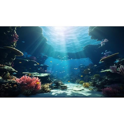 Ocean Floor Fish Tank Background Under The Sea Soft Coral Reef Aquarium Background Underwater Aquatic Plants Sunray Terrarium Backgrounds Deep Sea Tropical Fish Tank Aquarium Backgrounds 30x12in