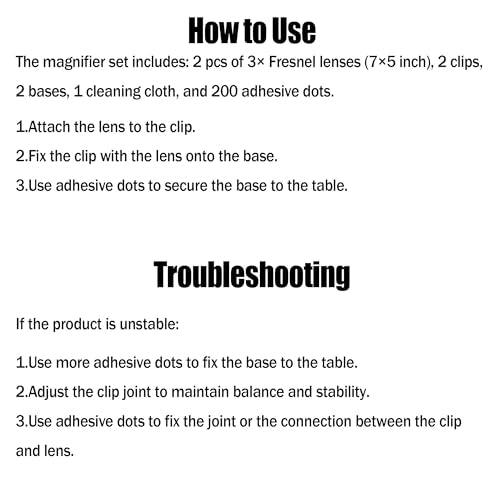 Magnifying Glass Sheet -2 Sets Full Page Magnifier for Reading with Stand Large Flexible Hands-Free Magnifying for Low Vision Elderly, Seniors,Book, Close, Crafts, Sewing, 7x5 inch, 3X