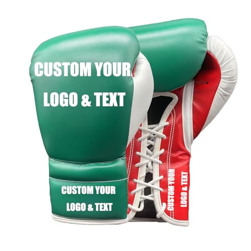 Custom Lace-Up Boxing Gloves, Traditional Professional Gloves for Training, Sparring, Competition and Heavy Punching Bags, Adult Men and Women, MMA, Kickboxing, Muay Thai - size: 14OZ