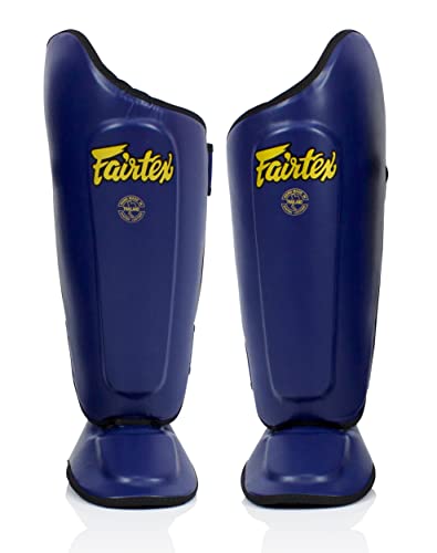 Fairtex SP8 Lightweight Durable Shin Guards, Expanded Side Protection Pads - color: Blue, size: Medium