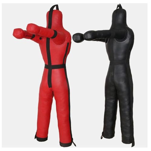 harayaa Boxing Dummy Martial Arts Training Wrestling Dummy Punching Dummy Canvas Cover Unfilled Suitable for Adults Grappling Practice Home Gym Fitness Dojo - color: 160cm Red