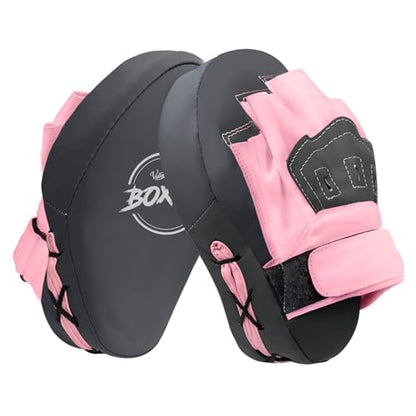Valleycomfy Boxing Pads Curved Focus Punching Mitts for Men Women - color: Gray Pink