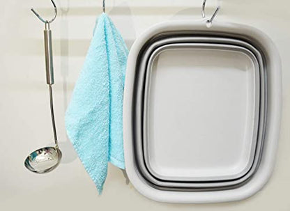 SAMMART 7.7L (2 Gallon) Collapsible Tub - Foldable Dish Tub - Portable Washing Basin - Space Saving Plastic Washtub (Grey, S) - color: Gray, size: Small