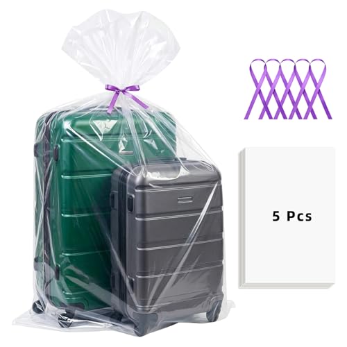 Extra Large Clear Plastic Storage Bags,5Pieces 40x60 Inches Big Giant Jumbo Huge Plastic Storage Bags for Luggage, Suitcase,Furniture,5 Ribbons Included