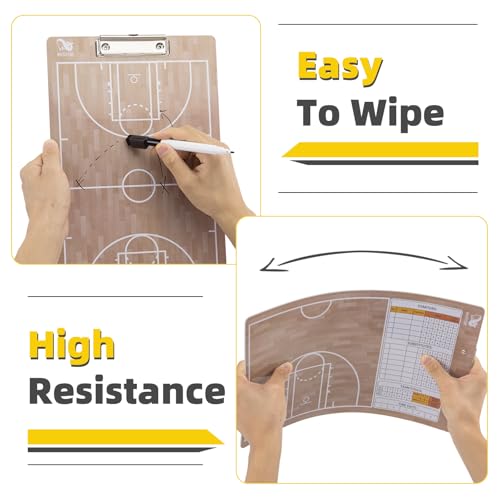 WISYOK Basketball Coaching Clipboard, Dry Erase | Double Sided, Ideal for Game Planning, Practice, Team Strategy, Coach Gifts, Timeout Tactics - style: Basketball
