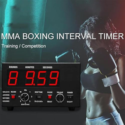 Classic Boxing Interval Timer Professional Gym Timer with Led Display, Selectable Training Time and Cycle Repetitions, Adjustable Sound, Scoreboard Timer for Muay Thai/MMA/Kickboxing,Green