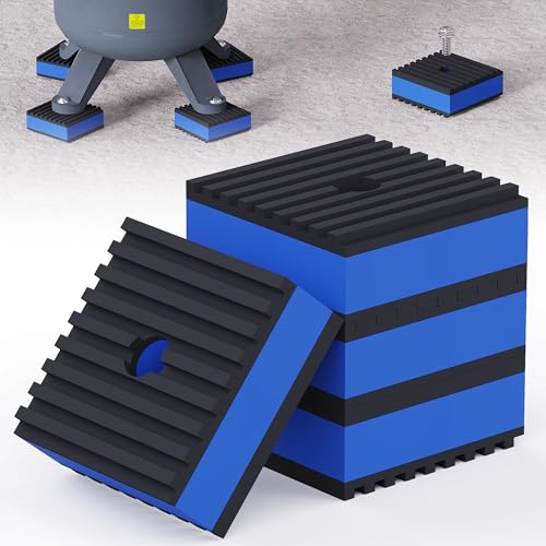 Anti Vibration Pads, 2"× 2"×7/8" Vibration Isolator Pads, Mechanical Vibration Damping Pads, Heavy Duty Rubber Isolation Pads, 3/8"Pre-Drill Hole Vibration Isolator Pad for Air Compressor | air compressor vibration pads, strong vibration damping effect -