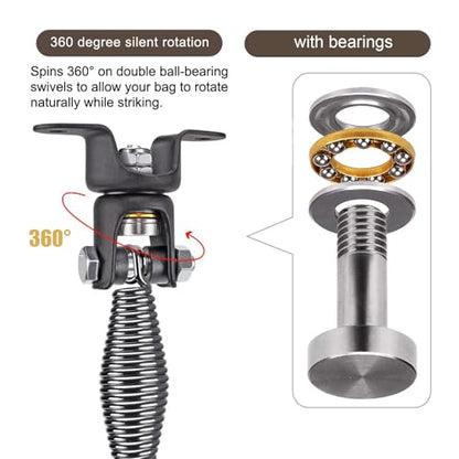 BeneLabel Heavy Bag Ceiling Mount with Spring & Chains 360° Rotation Punching Bag Ceiling Hanger with Bearings Boxing Bags Holder Hardware with 2 Wood Screws and 2 Expansion Screws - color: Hanger with 7.1" Oval Spring (440 LBs Capacity)