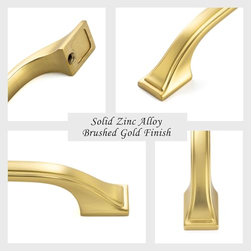 10 Pack 3 Inch Hole Centers, Brushed Gold Cabinet Pulls Gold Cabinet Handles Gold Kitchen Hardware for Cabinets ZP2409 Drawers Bedroom Dresser Bathroom Vanity Cupboard Closet - color: Brushed Gold, size: 3" Hole Centers-10 Pcs