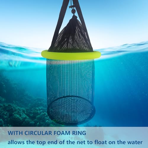 Aventik Floating Fish Basket Mesh Net Cage for Live Bait Storage Fish Raising Kayak Fishing Accessories 15.7in/40cm Height