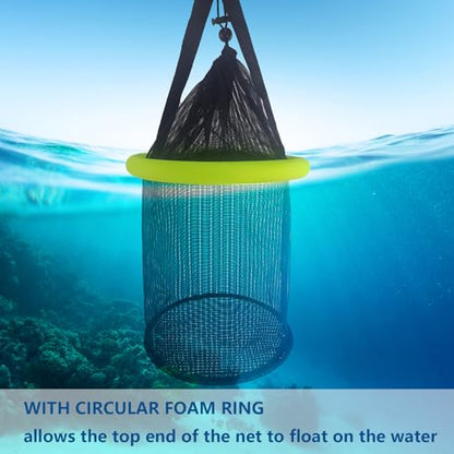 Aventik Floating Fish Basket Mesh Net Cage for Live Bait Storage Fish Raising Kayak Fishing Accessories 15.7in/40cm Height