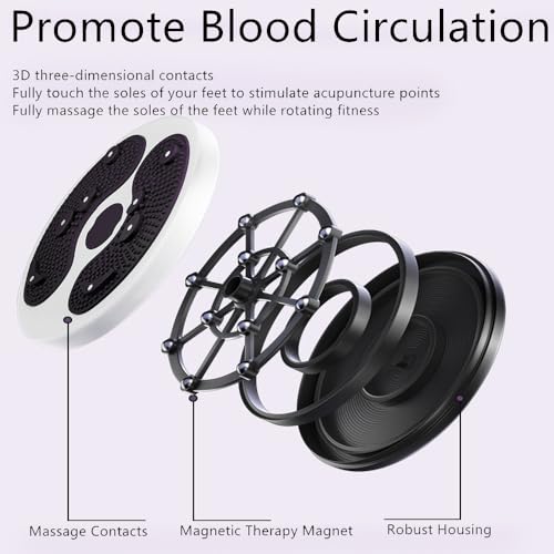 Ab Twist Waist Disc Board,Adjustable Waist Trainer Twisting Disc with Handles,Waist Slimming Balance Rotating Disc with Massage Foot Sole for Slimming Waist Arms Hips and Thighs - color: Black