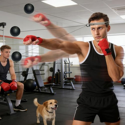 Boxing Reflex Ball, Boxing Ball Headband, Wearable Silicone Headband Strength Training Boxing Balls Set, Reaction Ball for Adults Kids Courtyard Gym Home - color: A