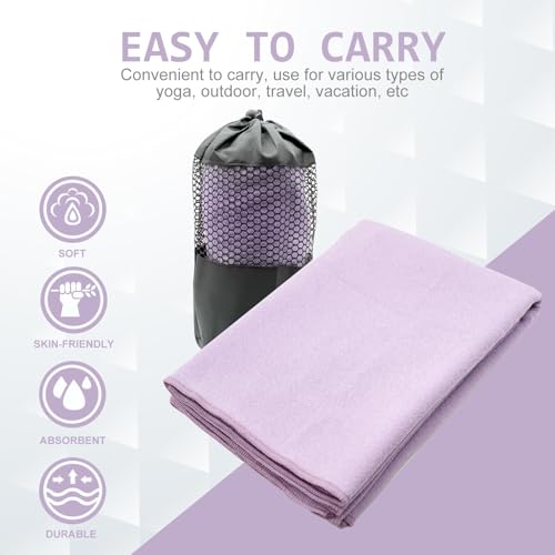 Eunzel Non Slip Hot Yoga Mat Towel with Grip Dots, 72" x 24" - color: Taro Purple