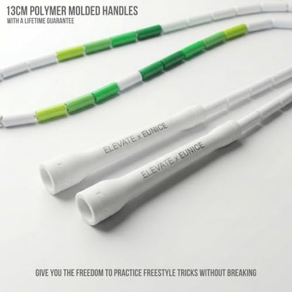 Elevate Rope Beaded Jump Rope, 1 in Beads, 10 ft Adjustable, Segmented - color: Jade