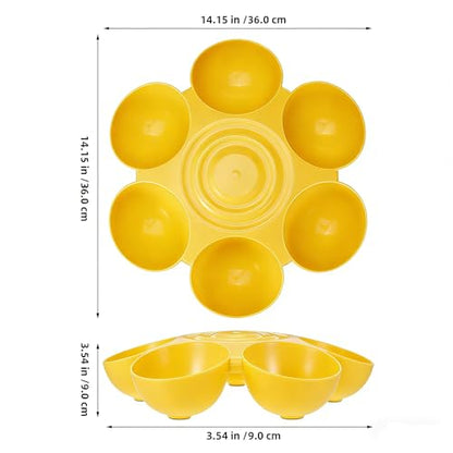POPETPOP Cat Food Bowl with 6 Bowls - Pet Feeder for Kitten Puppy, Multi Cat Feeder, Multiple Feeder for Indoor s, Feeding Station for Food and Water (Yellow)