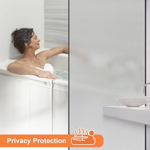 Frosted Window Privacy Film Glass Window Film Sun Blocking, Static Clings Removable Frosting Bathroom Door Window Covering, White,17.5 Inch x 157.4 Inch - color: Frosting White, size: 17.5 Inch x 157.4 Inch