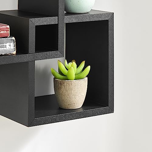 Danya B. Blocchetto Intersecting Cubes Wall Shelf Unit - Horizontal or Vertical - Black