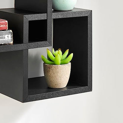Danya B. Blocchetto Intersecting Cubes Wall Shelf Unit - Horizontal or Vertical - Black