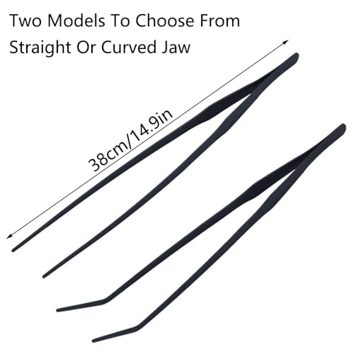 SagaSave Aquarium Tweezers Stainless Steels Feeding Tongs Extra Long 15 inches Aquarium Feeding Tool for Snakes, Lizards, Spiders, Frogs, Scorpions Feeder(Curved Jaw) - size: Curved Jaw