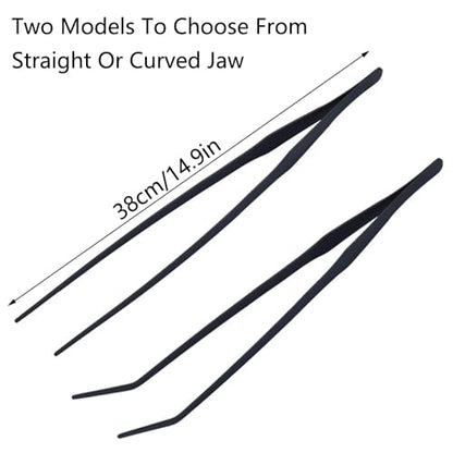 SagaSave Aquarium Tweezers Stainless Steels Feeding Tongs Extra Long 15 inches Aquarium Feeding Tool for Snakes, Lizards, Spiders, Frogs, Scorpions Feeder(Curved Jaw) - size: Curved Jaw