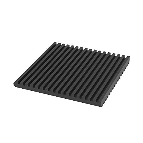 18314 Rubber Anti-Vibration Isolation Pads, Solid Ribbed Design, Heavy Duty All Rubber Pad, Black, Quantity 8 (4"x4"x3/8") - size: 4"x4"x3/8"