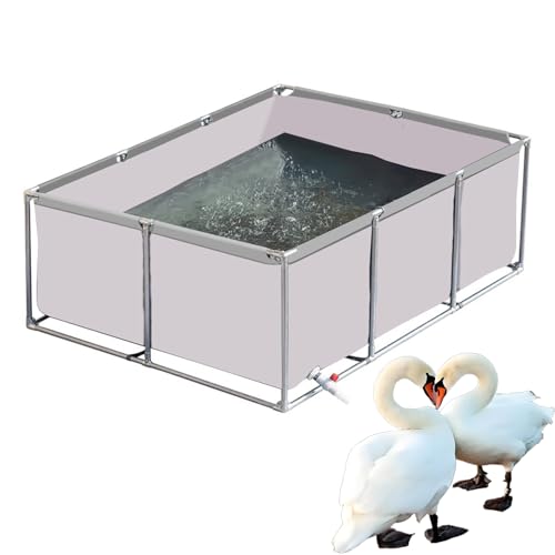 Versatile Aquarium Pool Outdoor Use Durable FoldableTemporary Fish Pond,Aquaculture Fish Tank, 2x1x0.8m Canvas Pond with Frame, Temporary Saltwater Holding Tank for Fish Viewing and Water St - color: White, size: 2×1×0.8m(6.5×3.3×2.6ft)