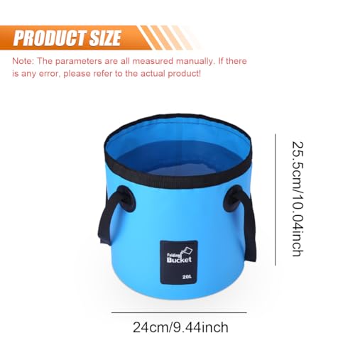 Collapsible Bucket Water Container with Handle - 5 Gallon 20L Multifunctional Portable Wash Basin - Foldable Water Bucket for Camping Fishing Hiking Gardening Car Washing&Outdoor Use(SkyBlue)