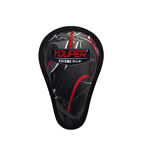 Youper Boys Youth Soft Foam Protective Athletic Cup (Ages 7-12), Kid Athletic Cup for Baseball, T-Ball, Football - color: Black Red