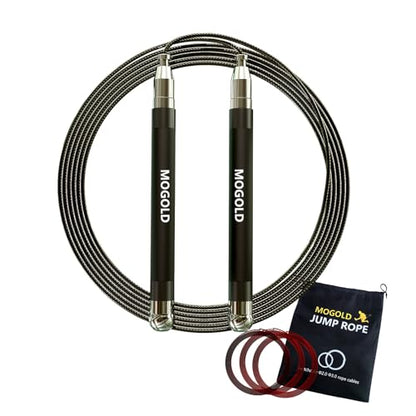 2-in-1 Speed Rope: 2mm for Boxing/MMA & 3mm for CrossFit - Tool-Free Adjustable Cable System with Dual Bearings - Sweatproof Hybrid Grip for High-Intensity Training - color: Black