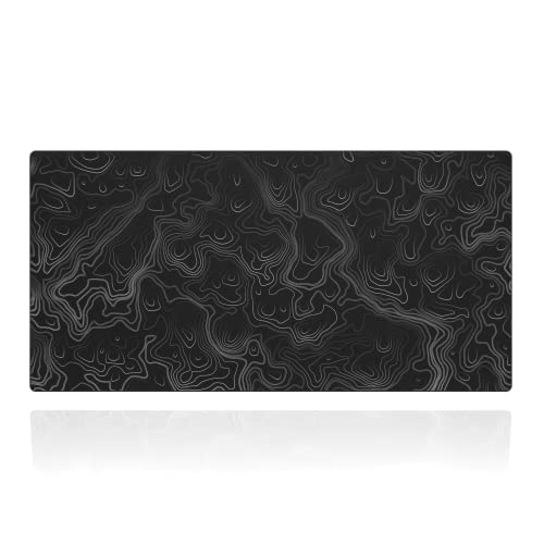 Gamer Boss - Gaming Mouse Pad - 48 x 24 Inches - 4mm Thick with Stitched Edges, Non-Slip Rubber Base, Premium Cloth Mousepad, Desk Mat for Laptop, Keyboard, Computer & PC (Mega, Topographic) - color: Topographic, size: 48" x 24"