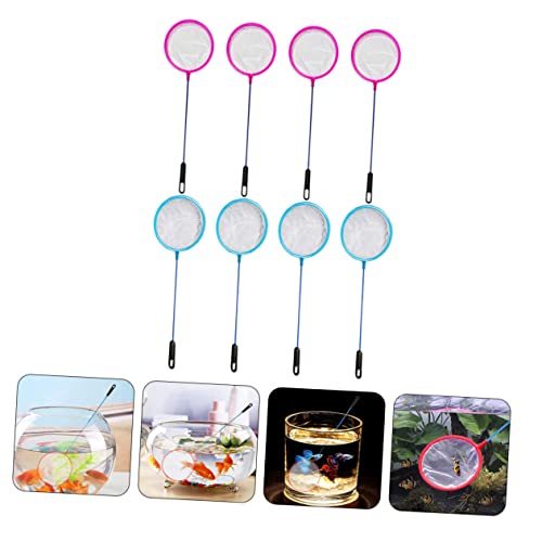 POPETPOP 8pcs Dense Mesh Aquarium Fishing Net with Non-Slip Handle Portable Impurities Tool for Easy Fish Capture and Maintenance Selection