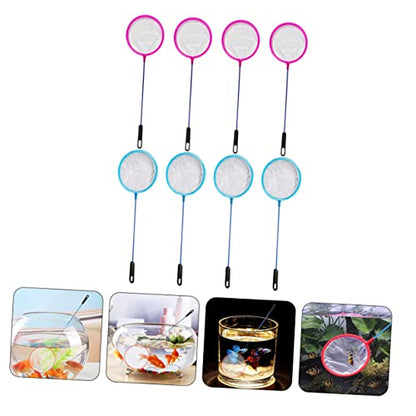POPETPOP 8pcs Dense Mesh Aquarium Fishing Net with Non-Slip Handle Portable Impurities Tool for Easy Fish Capture and Maintenance Selection