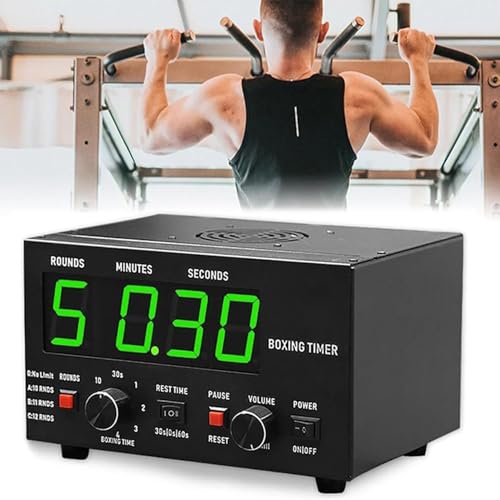 Professional Classic Boxing Interval Timer Selectable Training Time Cycle Repetitions Gym Interval Timer with Led Display and Adjustable Sound for Workout (Green)