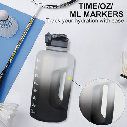 GEMFUL 74oz Large Water Bottle Sport Jug with Straw & Handle (White/Black) - color: White Black with Straw